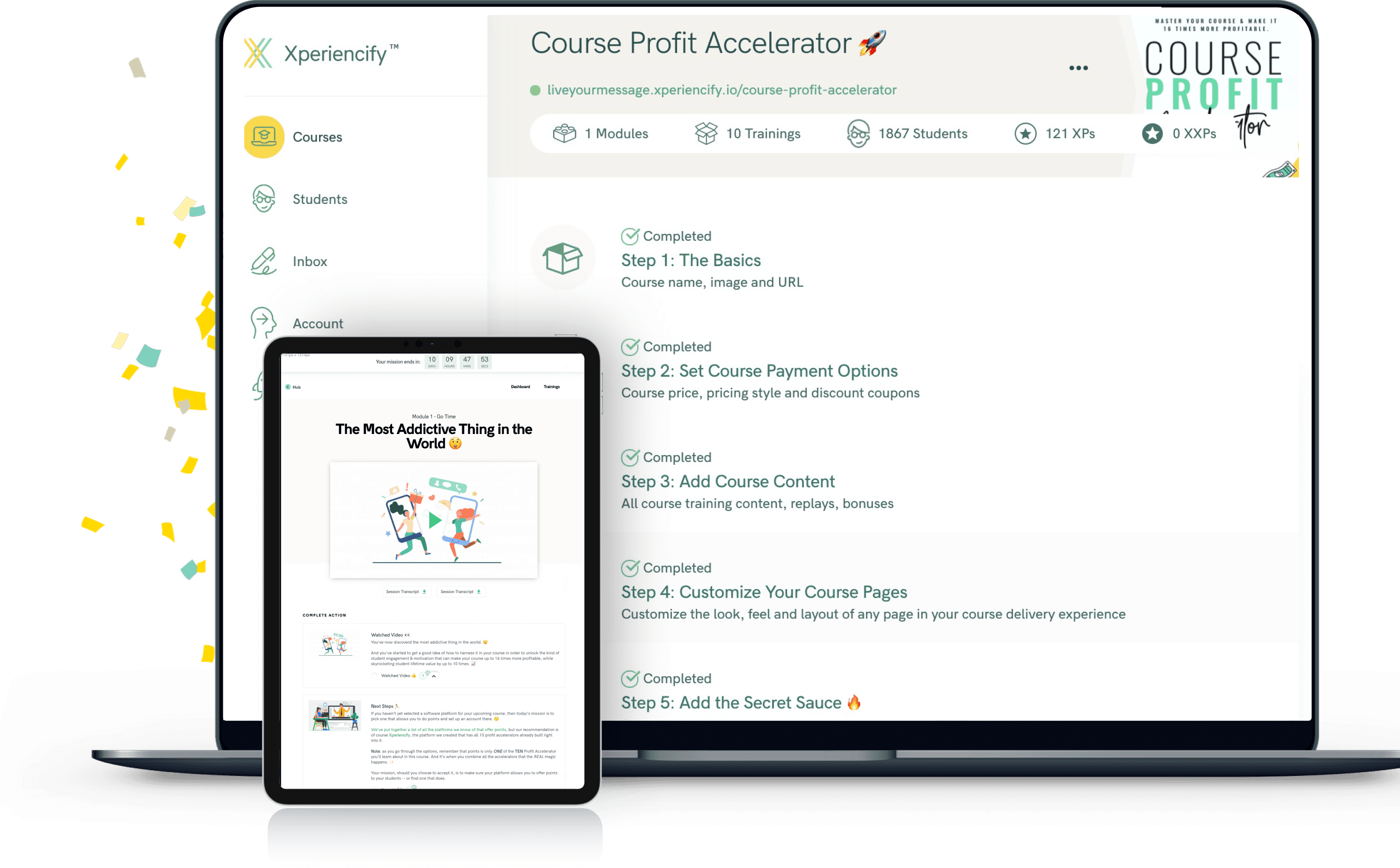 Laptop with celebration: Wow Marisa! Your New High Score, 500 Points! 😍